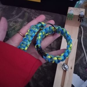 Blue and yellow paracord bracelet and keychain